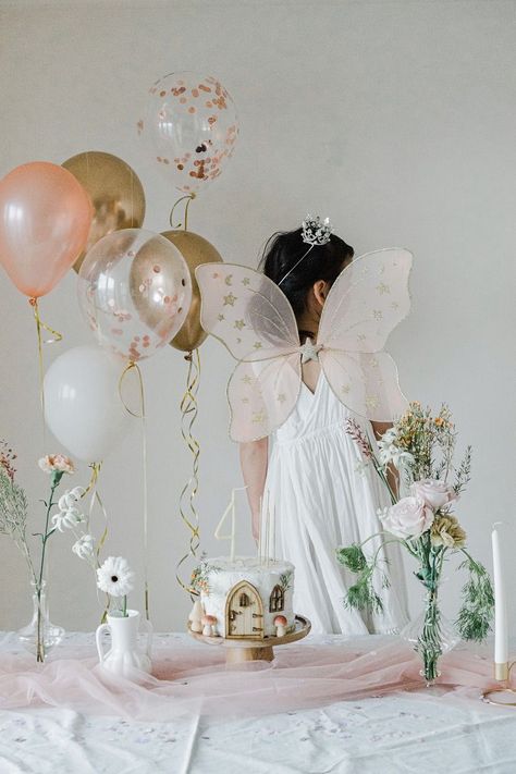 Winter Fairy Theme Birthday Party, Enchanted Fairy Birthday Party Ideas, Fairy First Balloon Arch, Fairy Three Birthday, Enchanted Fairy Birthday Cake, Forest Fairy Birthday Party, Fairy Fourth Birthday Party, Fairy Third Birthday, Fairy 2nd Birthday Party Ideas