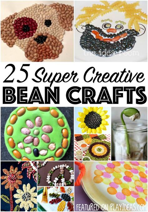 Bigger kids love projects they can take their time with, while littles like simpler, more easy projects. These 25 bean crafts are perfect for all. Enjoy! Bean Crafts For Kids, Bean Crafts, Love Projects, Pasta Crafts, Classe D'art, Seed Art, Play Ideas, Mothers Day Gifts, Camping Crafts