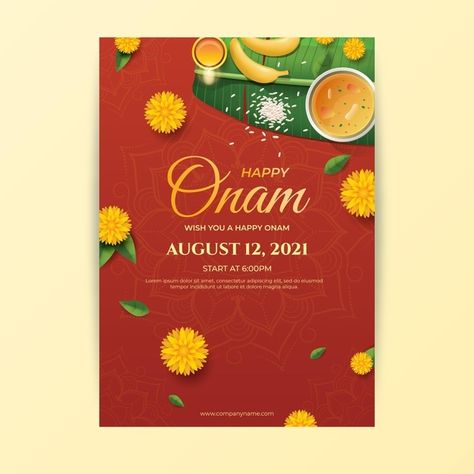 Gradient onam vertical poster template | Free Vector #Freepik #freevector #poster #celebration #india #holiday Onam Photos, Onam Poster, Onam Greetings, Handmade Invitation Cards, Onam Wishes, Onam Celebration, Onam Festival, Poster Template Free, Happy Onam