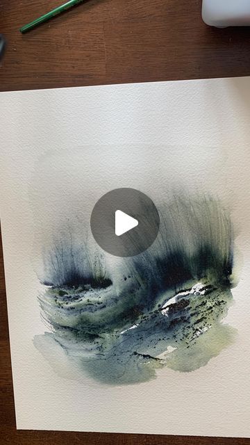 Diy Watercolor Art, Watercolor Line Art, Abstract Watercolor Landscape Tutorial, Landscape Watercolour, Watercolor Ink Art, Watercolour Abstract Landscape, Abstract Painting Tutorial Videos, Watercolour Abstract, Watercolour Inspiration Simple