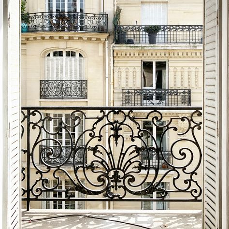 New Home and Studio in Paris French Balcony Railings, French Balcony Aesthetic, Paris Balcony Aesthetic, French Balcony Ideas, French Terrace, Iron Staircase Railing, Parisian Balcony, Wrought Iron Balcony, Paris Balcony