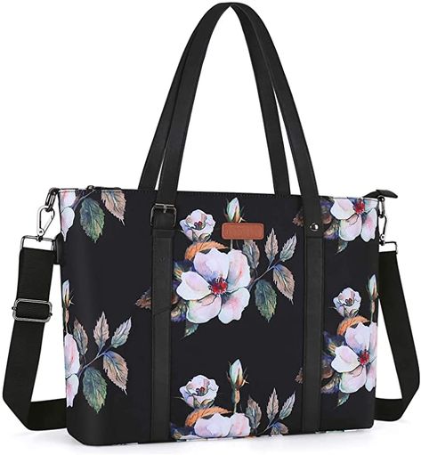 Amazon.com: MOSISO USB Port Laptop Tote Bag (Up to 17.3 inch) with Adjustable Top Handle,Laptop Bag for Women,Water Repellent Polyester Portable Lightweight Work Office Travel Shopping Shoulder Bag,Hibiscus Black: Computers & Accessories Best Work Bag, Briefcase Women, Laptop Tote Bag, Work Tote Bag, Laptop Bag For Women, Laptop Tote, Business Laptop, Work Tote, Tote Pattern