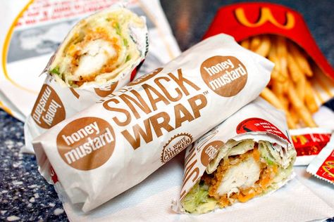 McDonald's Developing New Snack Wrap Snack Wrap Mcdonalds, Snack Wraps, Honey Wrap, Honey Snacks, Snack Wrap, Fast Food Chains, Honey Mustard, Menu Items, Favorite Snack