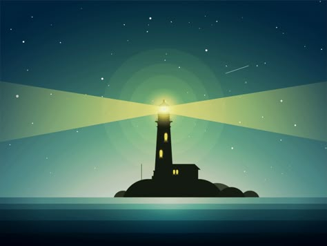 The Lighthouse In Night Animated by Yup Nguyen Landscape Animation Gif, Lighthouse Pixel Art, Lighthouse Graphic Design, Lighthouse Animation, Lighthouse Graphic, Lighthouse Illustration, Beau Gif, Lighthouse Art, Motion Graphics Inspiration