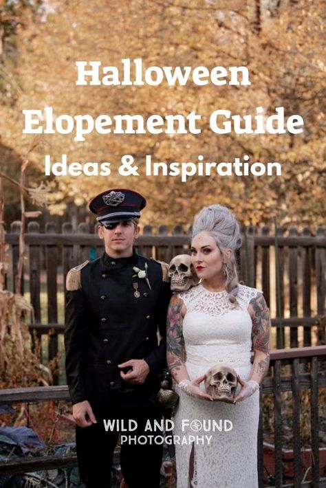 Halloween Wedding Announcement, Backyard Halloween Wedding Ideas, Halloween Courthouse Wedding, Halloween Elopement Ideas, Halloween Elopement, Halloween Wedding Dresses, Dresses Halloween, Halloween Wedding Invitations, Wedding Quote