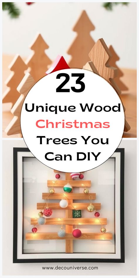 Transform your holiday decor with wood tree DIYs! These charming projects add a unique touch to any room. (Pin for inspiration!) Wooden Christmas Gifts Diy, Wooden Christmas Trees Diy How To Make, Wood Christmas Decorations Diy, Wooden Christmas Tree Diy, Diy Wood Christmas Tree, Christmas Trees Diy, Wood Christmas Trees Diy, Wooden Christmas Trees Diy, Wood Christmas Trees