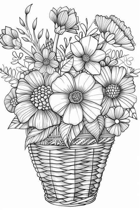 Unleash your creativity! Click the link above to explore our amazing collection of coloring pages. Perfect for relaxation and fun. Start coloring now! 😸😹 Magical Coloring Pages, Flowers In Basket, Baskets Of Flowers, Ampersand Art, Printable Flower Coloring Pages, Witch Coloring Pages, Flowers Coloring, Nature Art Drawings, Bible Verse Coloring