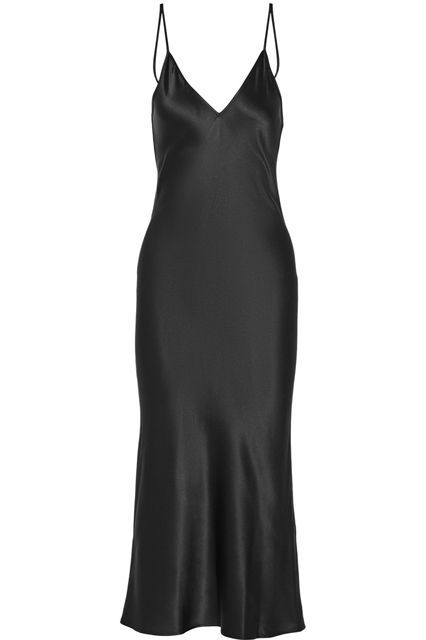 Best Black Dresses - Best LBD Vestidos Sport, Simple Frocks, Afternoon Dress, Satin Evening Dresses, Silk Outfit, Black Slip Dress, Edwardian Fashion, Satin Midi Dress, Satin Dress