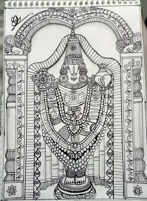 Tirupati Balaji☺️ Balaji Drawing, Tirupati Balaji, Jai Shri Krishna, Shri Krishna, Mandala Drawing, Krishna, Sketch, Drawings, Quick Saves