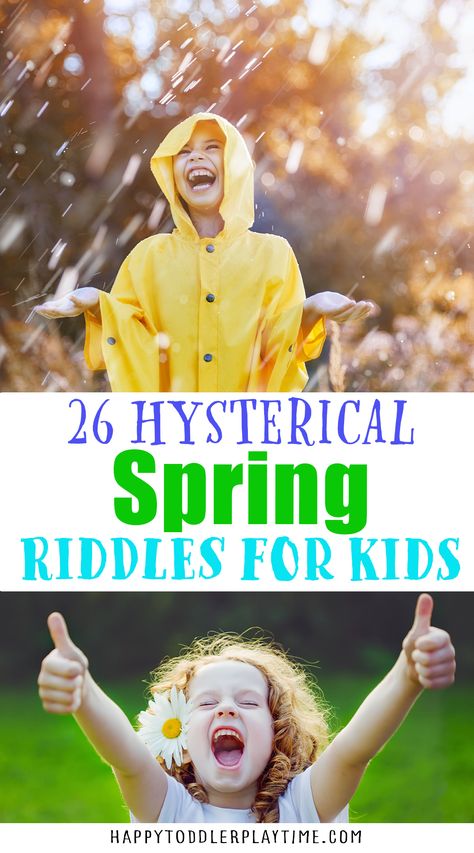 26 Hysterical Spring Riddles, Puns and Jokes for Kids - Happy Toddler Playtime Spring Jokes, Riddles Kids, Kid Puns, Riddles For Kids, Easy Kid Activities, Play Based Learning Activities, Funny Riddles, Spring Kids, Work Jokes