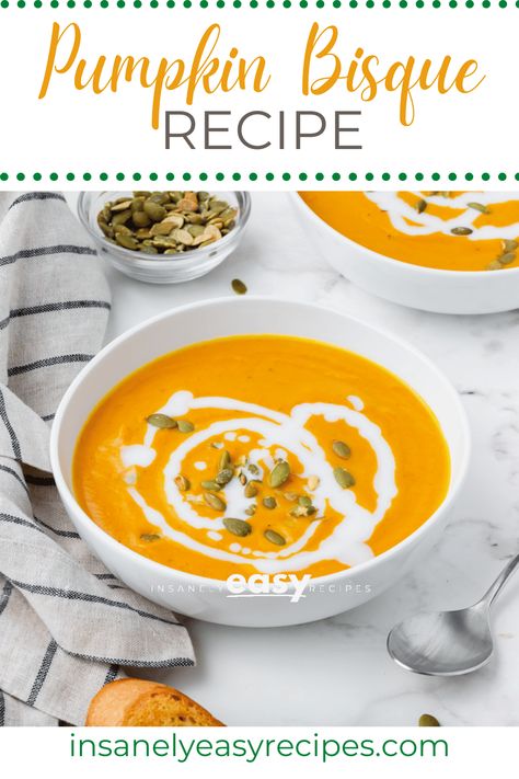 Pumpkin Butternut Squash Bisque, Pumpkin Bisque Soup, Easy Pumpkin Soup Recipe, Easy Pumpkin Soup, Pumpkin Soup Recipe Easy, Pumpkin Bisque, Autumn Soup, Butternut Squash Bisque, Bisque Soup