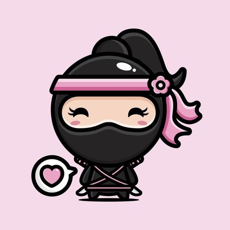 Ninja Character Design, Ninja Character, Ninja Japan, Doodles Kawaii, Ninja Illustration, Snapchat Art, Pink Ninja, Ninja Wallpaper, Ninja Birthday Parties