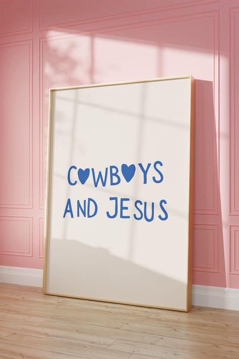 Cowboys and Jesus Print Minimalist Heart Poster Cute Christian - Etsy Western Rooms, College House, Bible Prints, Jesus Prints, Western Bedroom, Heart Poster, College Apartment, Western Decor, Dorm Room Decor