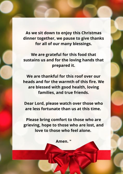 Family Christmas Prayer, Christmas Dinner Prayer Families, Christmas Prayers For Dinner, Prayer For Christmas Party, Christmas Prayer For Family, Prayer For Christmas, Christmas Dinner Prayer, A Christmas Prayer, Christmas Prayers