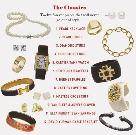 Classic Pieces Classic Jewelry Essentials, Forbidden History, How To Have Style, Cartier Love Ring, Chunky Pearls, Classic Accessories, Gold Link Bracelet, Gold Signet Ring, Classy Jewelry