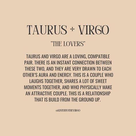 Taurus Love Compatibility + What Works 💜 #Listentothevirgo Virgo And Taurus Relationship, Taurus Virgo Compatibility, Thea Core, Taurus Relationships, Taurus And Virgo, Taurus Lover, Taurus Love Compatibility, Virgo Relationships, Taurus Compatibility