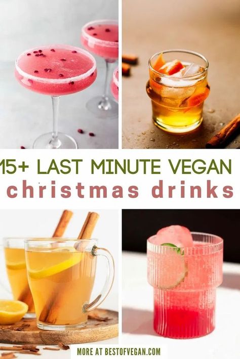 Iced, hot, spicy, creamy, boozy, or alcohol-free – our list of last-minute vegan Christmas drinks has something for everyone! Get the recipes here. #bestofvegan #veganchristmas Vegan Cocktail Recipes, Vegan Christmas Drinks, Vegan Christmas Cocktails, Aperitif Drinks, Vegan Holiday Cookies, Vegan Cocktails, Vegan Xmas, Festive Holiday Drinks, Vegan Eggnog