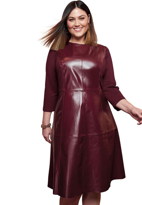 Plus Size Inspiration, Fit Back, Sleeves (women), Leather Dress, Side Panels, Merlot, Fit Flare Dress, Fit And Flare Dress, Fit & Flare