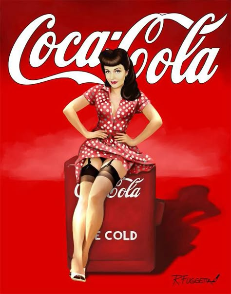 So if its a pin up but makes it into a gallery its worth millions and prints would be £600 or more a pop. But if its done by a comercial Artist its worth little or nothing. There is something wrong with the Art World. Stile Pin Up, Coca Cola Poster, Mode Rockabilly, Arte Pin Up, Coca Cola Ad, Vintage Pin Ups, Pin Up Girl Vintage, Pin Up Posters, Pin Up Vintage