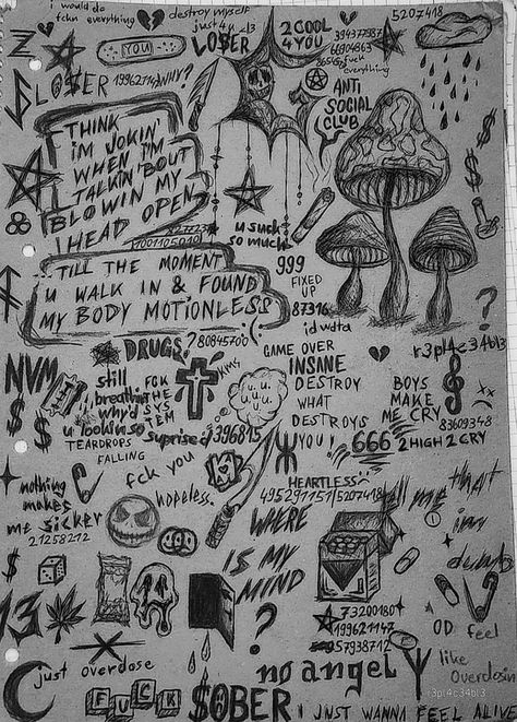 Mini Drawings Grunge, Doodle Pages Sketchbooks Grunge, Grunge Drawing Ideas Doodles Easy, Grunge Art Ideas Easy, Black Pen Drawing Aesthetic, Art Ideas Y2k, Y2k Drawing Sketch Easy, Y2k Doodles Easy, Alternative Drawings Sketch