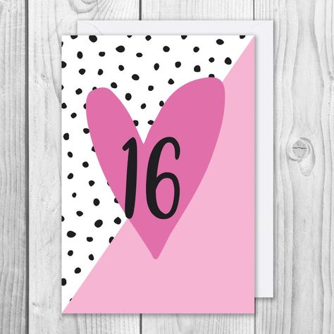 16th Birthday Card, Homemade Birthday Cards, Happy 16th Birthday, Sixteenth Birthday, Girl Birthday Cards, 17th Birthday, Milestone Birthday, Sweet 16 Birthday, Birthday Cards Diy