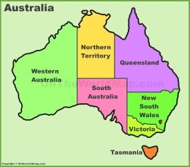 Australia states and territories map Time Zone Map, Desert Map, Work Goals, Tourist Map, Australia Map, Australia Day, Northern Territory, Detailed Map, Location Map