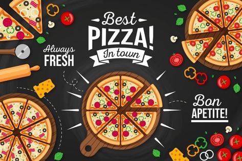 Pizzeria Wallpaper, Pizza Poster Design Ideas, Pizza Mural, Pizza Background, Restaurant Mural, Pizza Wallpaper, Pizzeria Design, Pizza Store, Creative Pizza