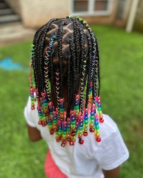 Rainbow Beads Hair Braids, Hairstyles With Beads, Chignon Simple, Toddler Braided Hairstyles, Toddler Braids, Beyonce Hair, Kid Hairstyles, Individual Braids, Lil Girl Hairstyles