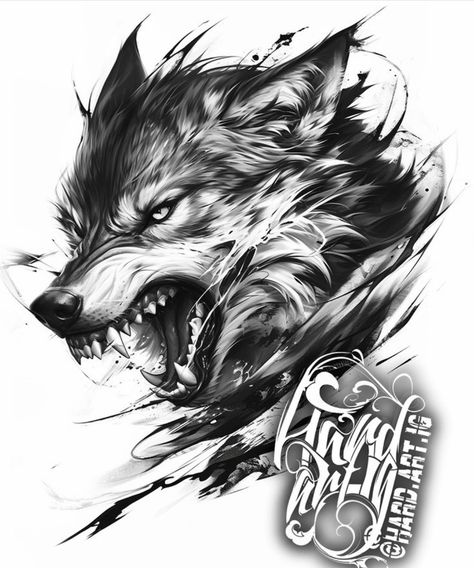 Vicious Wolf Tattoo, Growling Wolf Tattoo Design, Black Wolf Tattoo Design, Growling Wolf Tattoo, Side Rib Tattoo Men, K9 Tattoo, Angry Wolf Tattoo Design, Wolf Neck Tattoo, Wolves Tattoo