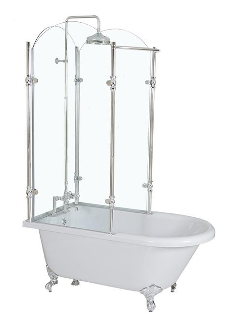 clawfoot shower Clawfoot Shower Tub, Small Bathroom With Clawfoot Tub, Clawfoot Tub And Shower, Bathroom With Clawfoot Tub, Antique Clawfoot Tub, Freestanding Bath With Shower, Vintage Clawfoot Tub, Farmhouse Bathroom Accessories, Clawfoot Tub Shower