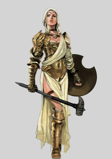 Female Human War Hammer Shield Breastplate Armor Cleric Fighter Paladin - Pathfinder PFRPG DND D&D d20 fantasy Medium Armor, Female Armor, Heroic Fantasy, Female Character Concept, Dungeons And Dragons Characters, Female Human, Fantasy Armor, Warrior Princess, Fantasy Warrior