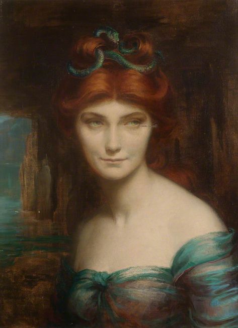 BEAUTIFUL PAINTINGS: Winifred Hope THOMSON Medusa c.1896 Medusa Aesthetic, Tattoo Concept Art, Types Of Styles, Female Rage, Snake Charmer, Women In Art, Old Paintings, Greek Mythology, Classic Art