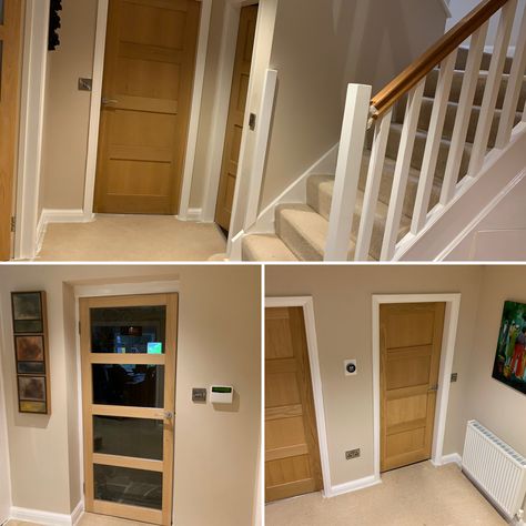 Repainted Hallway.  Dulux Once Caramel Latte Dulux Paint Colours Grey, Warm Hallway Colour Schemes, Dulux Hallway, Hallway Update, Hallway Colour Schemes, Stairs And Hallway Ideas, Mood Board Living Room, Dulux Paint Colours, White Hallway