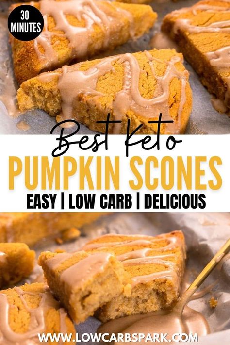 Keto Pumpkin Scones, Carrot Cake Scones, Keto Treats, Gluten Free Breakfast, Pumpkin Scones, Plant Paradox, Keto Breads, Keto Pumpkin, Keto Sweets