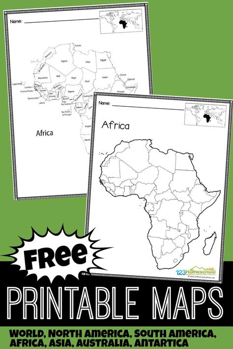 Free Printable World Map, Blank World Map, Printable World Map, World Map With Countries, World Map Printable, Montessori Geography, Geography For Kids, Geography Activities, Map Worksheets