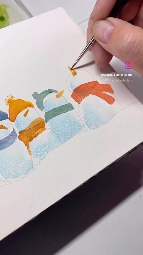 Getting Started: Pen and Ink Drawing Techniques *easy! - Sandy Allnock Line And Wash Ideas, Sandy Allnock Tutorials, Pen And Watercolor Tutorial, Diy Happy New Year Cards, New Year Drawing Ideas Easy, Watercolor Pens Art, New Years Painting Ideas, Ink And Wash Watercolors, New Years Painting