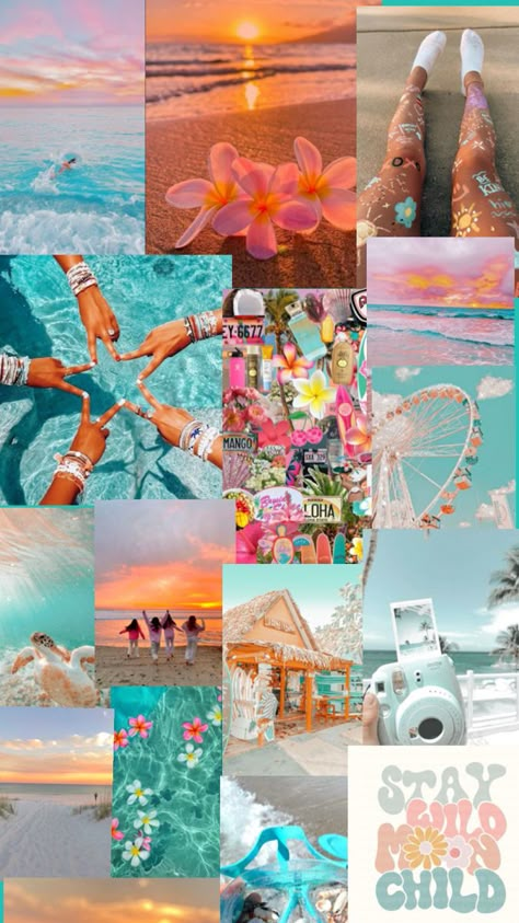 Preppy Summer Collage, Cute Wallpapers For Ipad Summer, Preppy Summer Wallpaper, Aesthetic Wallpaper Summer, Beachy Wallpaper, Summer Beach Wallpaper, Beach Wallpaper Iphone, Preppy Pics, Iphone Wallpaper Preppy