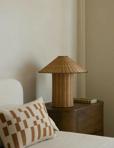 Courtesy of Lulu and Georgia Australia Bedroom, Ceiling Beams Living Room, Woven Lamp, Rattan Lamp, Nags Head, Leather Stitching, Wicker Table, Pinterest Room Decor, Studio M