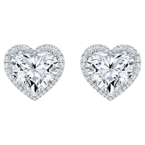 GIA Certified E/F Color VVS1 and Flawless CLARITY 4 Carat Heart Shape Diamond Studs Luxury Heart-shaped Jewelry With Polished Finish, Heart Shape Diamond Jewellery, Luxury Heart Earrings For Valentine's Day Formal, Heart Diamond Jewelry, Heart Shape Diamond Earrings, Big Diamond Studs, Rock Cowgirl, Heart Shaped Diamond Earrings, Graff Jewelry