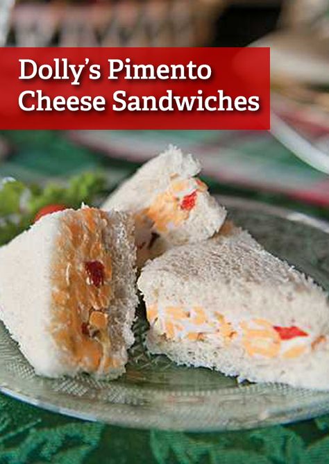 Appetizers Cucumber, Cheese Tea Sandwiches, Dolly Parton Recipes, Cheese Tea, Pimento Cheese Sandwiches, Tea Party Sandwiches, Tea Sandwiches Recipes, Pimiento Cheese, Celebrity Recipes