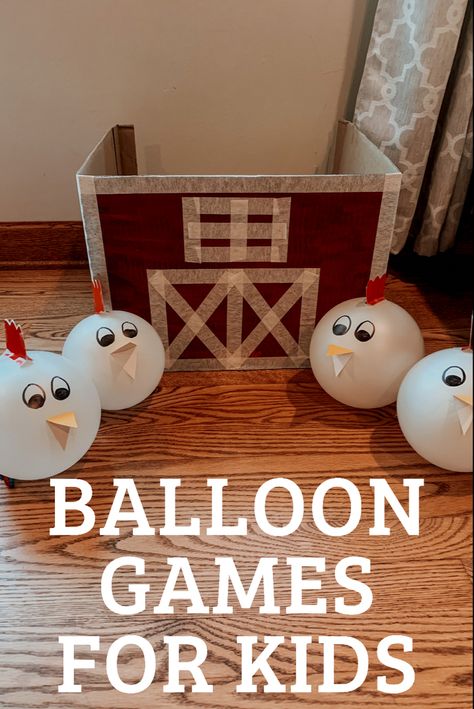 Balloon activities for kids Rodeo Day Preschool Games, Gross Motor Farm Animal Activities, Farm Theme Game, Farm Physical Activities Preschool, Farm Party Games For Kids, Farm Animals Gross Motor Activities, Farm Animal Birthday Party Games, Chicken Fine Motor Activities, Herd The Sheep Game