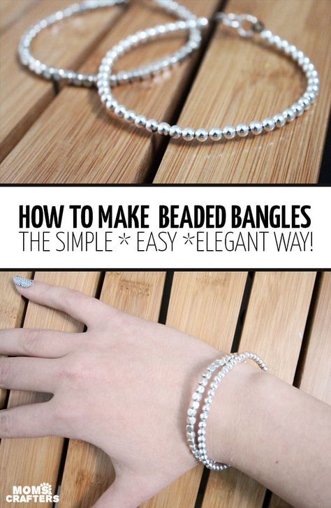 Diy Birthstone Jewelry, Silver Bead Bracelet Diy, Diy Wire Jewelry For Beginners Simple Beaded Bracelets, Easy Jewelry Making Ideas, Making Jewelry For Beginners, Kids Jewellery, Beaded Bangles, Teen Jewelry, Jewelry Diy Bracelets