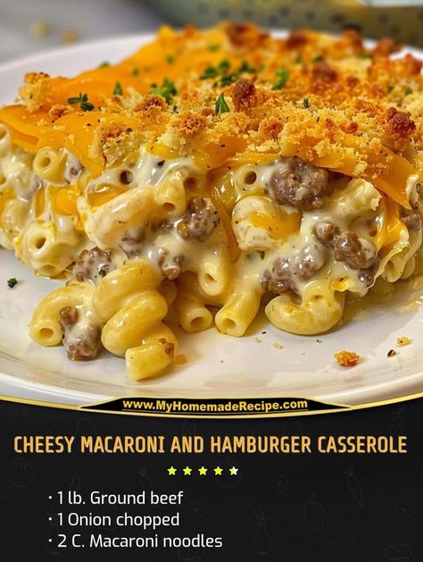 Macaroni Hamburger Casserole, Hamburger Macaroni, Velveeta Recipes, Beef Macaroni, Macaroni And Cheese Casserole, Macaroni Casserole, Macaroni Noodles, Cheesy Macaroni, Hamburger Casseroles Recipes