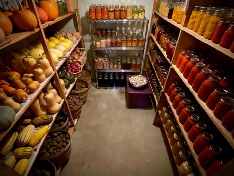 Heather: North Ridge Farm | Harvest 2022 is complete. 🙌🏻 It feels good to wind down for the year. I love to step back and admire the fruit of all that labor! It can… | Instagram Cold Room Pantry, Fantasy Country, Harvest Storage, Food Storage Rooms, Canning Kitchen, The Thick Of It, Vegetable Harvest, Wood Shavings, Root Cellar