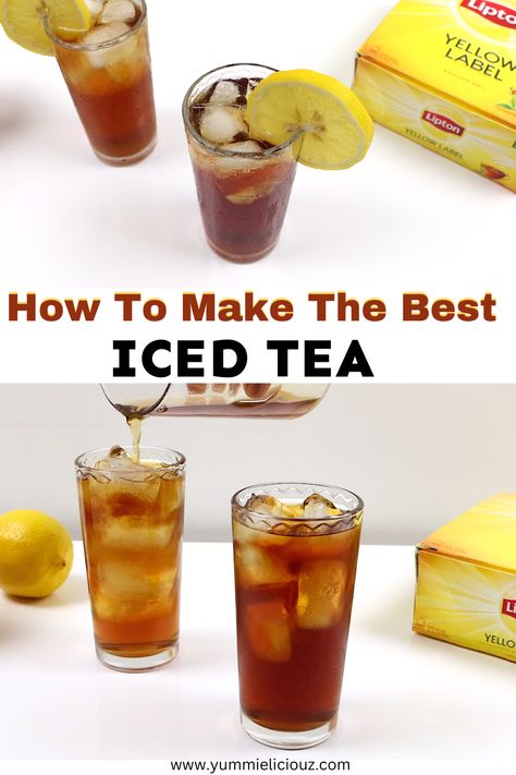 How to make iced tea. This homemade iced tea recipe is healthy, quick, and easy. How To Make Good Tea, Healthy Iced Tea, Ice Lemon Tea, Iced Tea Recipes Homemade, Homemade Iced Tea, Instant Ice, Iced Tea Recipe, Drink At Home, Making Iced Tea