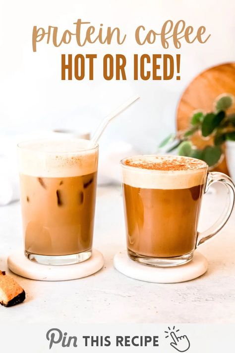 How to Make Proffee (Protein Coffee) Hot Coffee Protein Drink, Best Protein Coffee Recipe, Protein Hot Coffee Recipes, Protein Drinks With Coffee, How To Make Protein Coffee, Protein Powder Coffee Drinks, Protein Drink With Coffee, Diy Protein Coffee, Healthy Protein Coffee