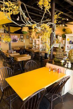 Yellow Vase Bakery, Cafe & Flowers - Yellow Vase - Cafe in CA Yellow Cafe Interior Design, Yellow Bakery Aesthetic, Yellow Cafe Aesthetic, Yellow Cafe Interior, Goth Desserts, Dessert Cafe Interior, Mba Chaiwala, Yellow Coffee Shop, Madeira Aesthetic