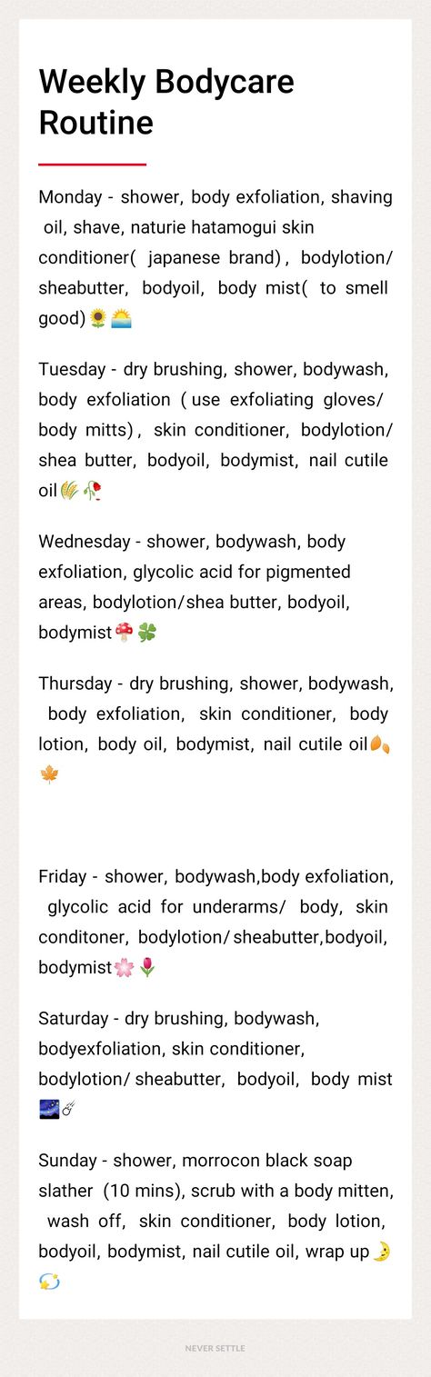 Skin care routine steps. Skin care routine. Facial skin care routine. shower routine. Skin care aesthetic. Skin care essentials. Barrier repair. Exfoliate. Young skin. Youthful. Gate keeping products. Exfoliate. bodycare.bodycareroutine.shower rotuine.bodycare products.bodycare tips.bodycare aesthetic. Shower aesthetic. Shower tips. Shower night routine. Glycolic acid. Body conditioner. Bodywash. Body scrub. Bodyexfoliation. Body lotion. Shea butter. Body oil. Bodymist. Shower Routine Days Of The Week, Body Shower Routine Steps, Best Shower Routine Steps, Full Body Skin Care Routine Steps, Dry Skin Shower Routine, Bath Routine Steps, Weekly Shower Routine, Weekly Body Care Routine, Body Moisturizer Routine