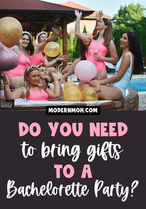 This post will help you determine whether you need to bring gifts to a bachelorette party. You will also learn gift etiquette, meaningful gift ideas for bachelorette party, when and how to present a gift for bride at bachelorette party, and answers to the most frequently asked questions (FAQs). Tap here to read the post! | Destination Bachelorette Party Bachorlette Party Gifts, Bachlorette Party Gift Ideas, Gift Ideas For Bachelorette Party, Bachelorette Party Etiquette, Bachelorette Party Trip Ideas, Bachlorette Party Gifts, Ideas For Bachelorette Party, Bachelorette Party Places, Bachelorette Party Budget