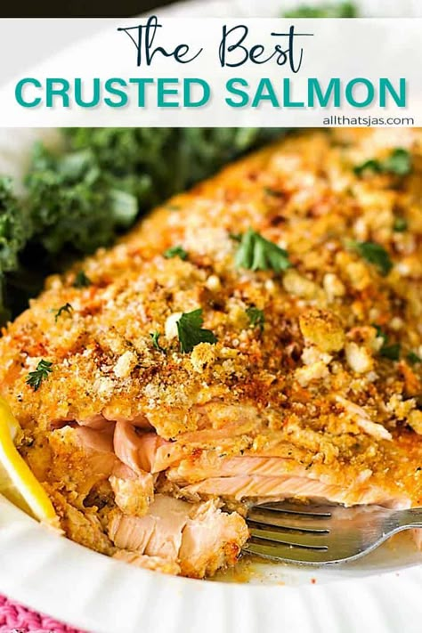 Recipes Scallops, Parmesan Croutons, Seafood Recipes For Dinner, Crusted Salmon Recipes, Parmesan Crusted Salmon, Affordable Recipes, Lent Recipes, Grilled Shrimp Recipes, Salmon Fillet